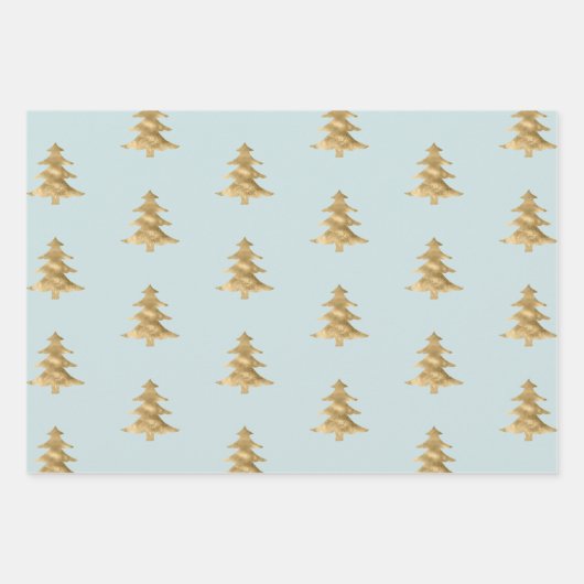 Mint Gold Weihnachtsbaum Streifen Sparkle   Geschenkpapier Set (Vorderseite)