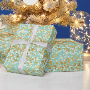 Mint Gold Weiß Konfetti Weihnachten Geschenkpapier