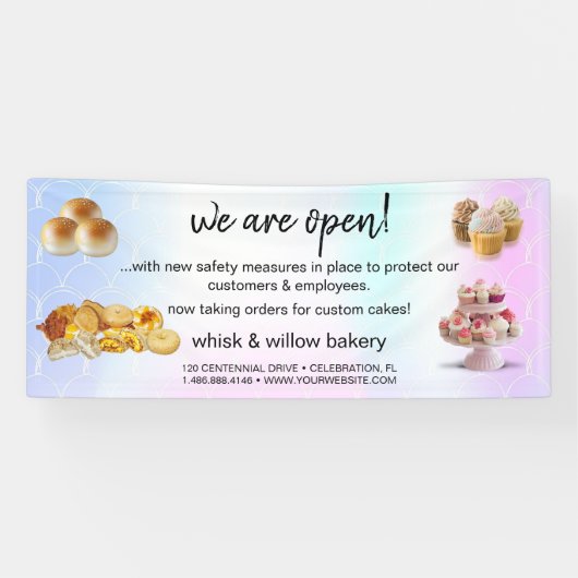 Mint & Gold Whisk Bakery Business Wiedereröffnung Banner (Horizontal)