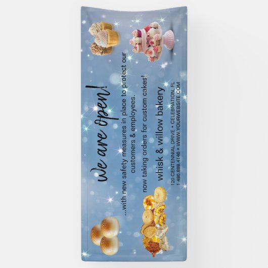 Mint & Gold Whisk Bakery Business Wiedereröffnung Banner (Vertikal)