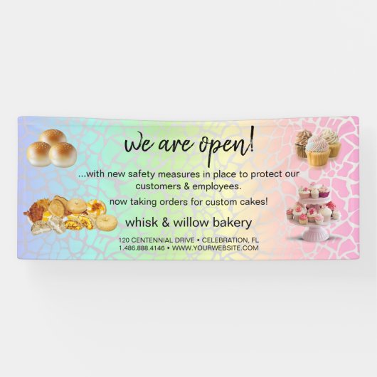 Mint & Gold Whisk Bakery Business Wiedereröffnung Banner (Horizontal)