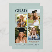 Mint Grad Announcement With Photos Einladung (Vorne/Hinten)