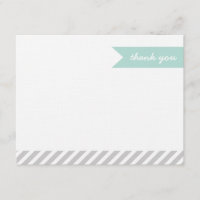 Mint & Grau Moderne Flag & Streifen Danke Karten
