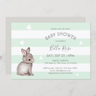 Mint Gray Bunny Baby Shower Einladungen
