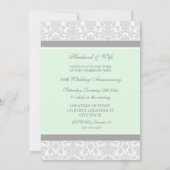 Mint Gray Damask 20-Jährige Party Einladung (Rückseite)