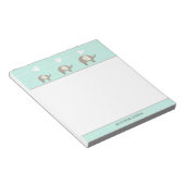 Mint Gray Heart Elephant Personalisiert Notepad Notizblock (angewinkelt)