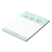 Mint Gray Heart Elephant Personalisiert Notepad Notizblock (Rotiert)