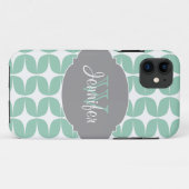 Mint & Gray Trendy Patterns Monogramm iPhone 5 Case-Mate iPhone Hülle (Rückseite (Horizontal))