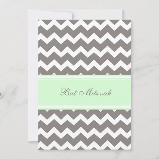 Mint Gray Zickzack Bat Mitzvah Einladungen (Vorderseite)
