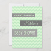 Mint Gray Zickzack Custom Baby Dusche Einladungen (Vorderseite)