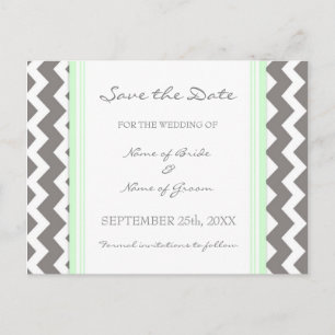 Mint Gray Zickzack Save the Date Hochzeitkarten Ankündigungspostkarte