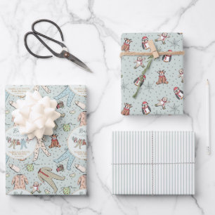 Mint Gree Baby seine kalte Außendusche Geschenkpapier Set