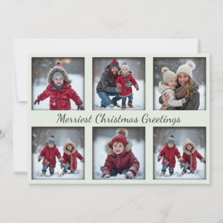Mint Green 6-Foto Weihnachtsgrüße | Familie Feiertagskarte