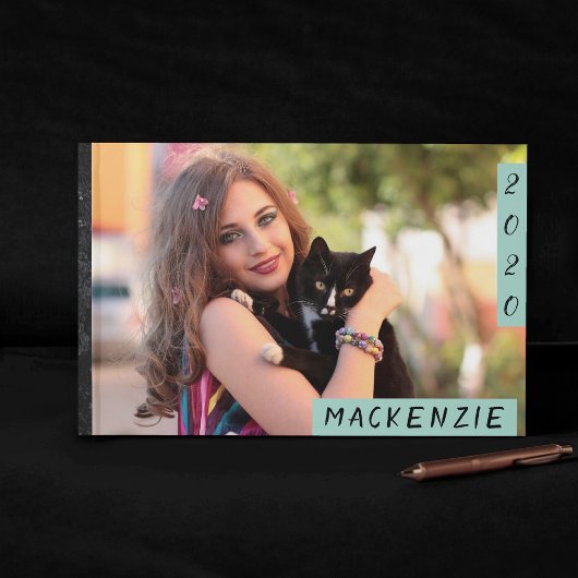 Mint Green Abschluss | Modernes Grad Foto Party Gästebuch