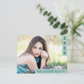 Mint Green Abschluss | Trendy Modern Grad Foto Einladungspostkarte (Stehend Vorderseite)