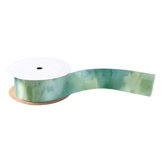 Mint Green Abstract Christmas Satinband (Spule)