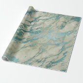 Mint Green Abstrakt Marble Glam Stone Pinsel Geschenkpapier (Ungerollt)
