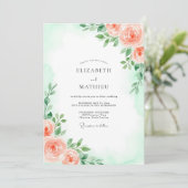 Mint Green Airy Spring Wedding Einladung (Stehend Vorderseite)
