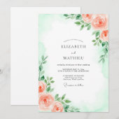 Mint Green Airy Spring Wedding Einladung (Vorne/Hinten)