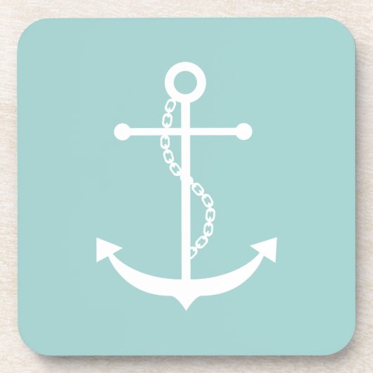 Mint Green Anchor Getränkeuntersetzer (Vorderseite)