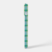 Mint Green and Blue Plaid Phone Case iPhone 15 Hülle (Linke Seite)
