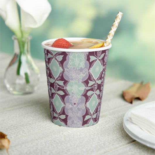 Mint green and lavender purple patterns AI art  Pappbecher (In Situ)