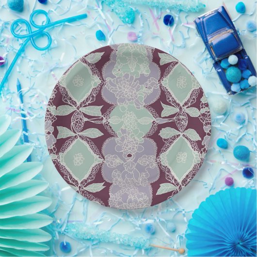 Mint green and lavender purple patterns AI art  Pappteller (Party)