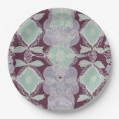 Mint green and lavender purple patterns AI art  Pappteller (Vorderseite)
