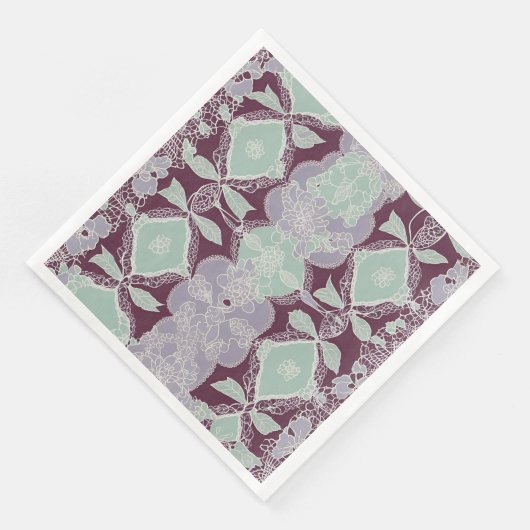 Mint green and lavender purple patterns AI art  Serviette (Ecke)