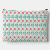 Mint green and pink floral clover tile pattern zubehörtasche (Vorderseite)