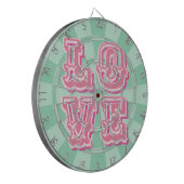 Mint Green and Pink Vintage LOVE Design Wedding Dartscheibe (Vorderseite Links)