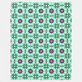 Mint green and purple geometric mandala pattern fleecedecke (Vorderseite)
