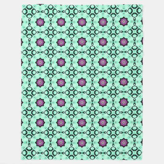 Mint green and purple geometric mandala pattern fleecedecke (Vorderseite)