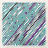 Mint green and Purple polka dot stripe  Glasuntersetzer (Vorderseite)