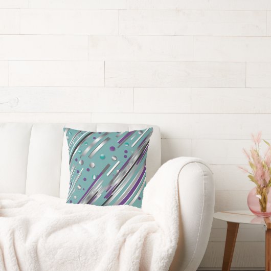 Mint green and Purple polka dot stripe Kissen (Liege)