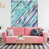 Mint green and Purple polka dot stripe Leinwanddruck (Insitu (Wohnzimmer))