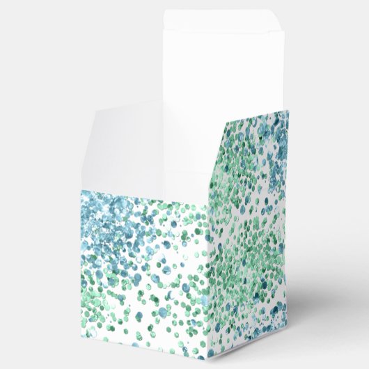 Mint Green Aqua Blue Sparkle Dots Glitz Geschenkschachtel (Geöffnet)