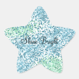 Mint Green Aqua Blue Sparkle Dots Glitz Stern-Aufkleber