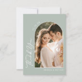 Mint Green Arch Foto Hochzeit Dankeskarte (Vorderseite)