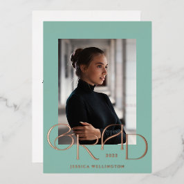 Mint Green Art Deco Tyopgrafy Graduate Foto 2022 Folieneinladung