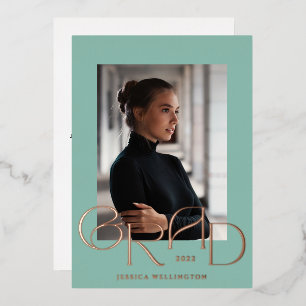 Mint Green Art Deco Tyopgrafy Graduate Foto 2022 Folieneinladung
