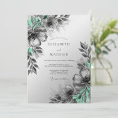 Mint Green Artistic Botanical Wedding Einladung (Stehend Vorderseite)