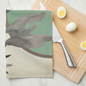 Mint Green Artistic Watercolor-Blätter Geschirrtuch (Viertel Falte)