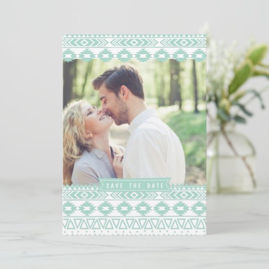 MINT GREEN AZTEC FOTO ANKÜNDIGUNG DATUM FREIHALTEN (Stehend Vorderseite)