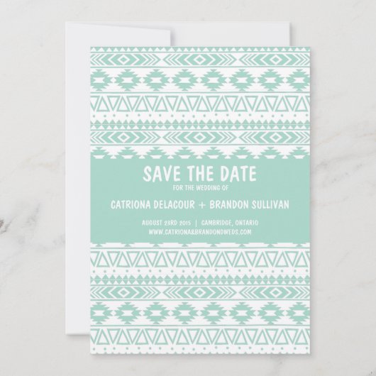 MINT GREEN AZTEC FOTO ANKÜNDIGUNG DATUM FREIHALTEN (Rückseite)
