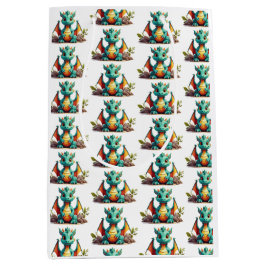 Mint Green Baby Dragon Fantasy Pattern Geschenktas Mittlere Geschenktüte