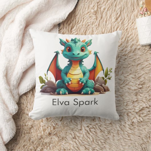 Mint Green Baby Dragon Fantasy Personalisiert Kissen (Decke)