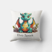 Mint Green Baby Dragon Fantasy Personalisiert Kissen (Rückseite)