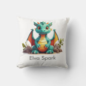 Mint Green Baby Dragon Fantasy Personalisiert Kissen (Vorderseite)