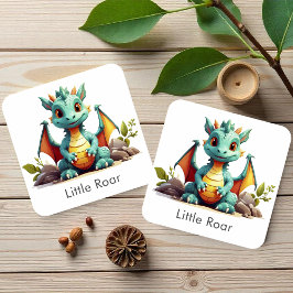 Mint Green Baby Dragon Little Roar Paper Untersetz Rechteckiger Pappuntersetzer